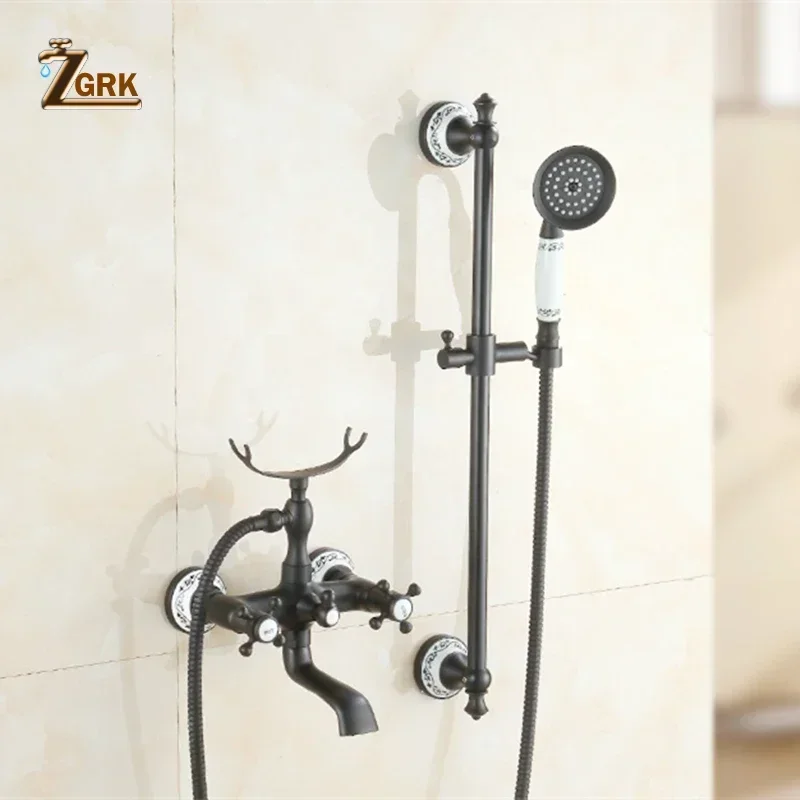Shower Mixer Bathroom Brass Shower Faucet Set Fixed Rotatable Type Bathtub Faucet Dual Holder Dual Control Metered Faucets