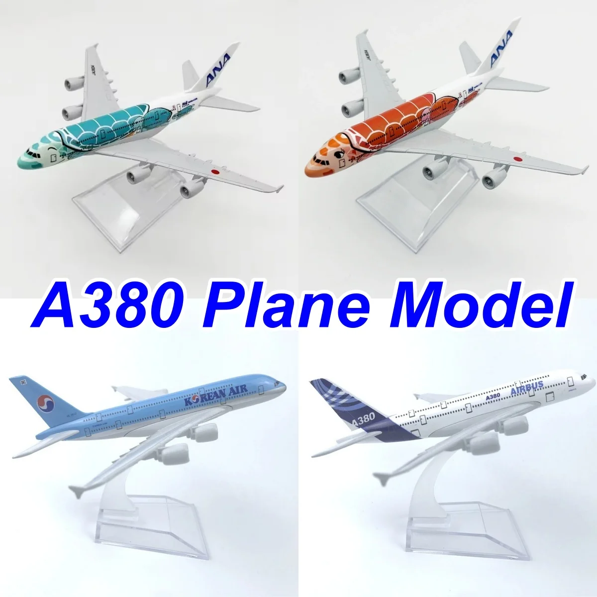 

Модель самолета Airbus A380 серии ANA Sea Turtle, 16 см, литая под давлением, металлическая ﻿ Игрушечный самолет 380 с подставкой, масштаб 1:400, подарки