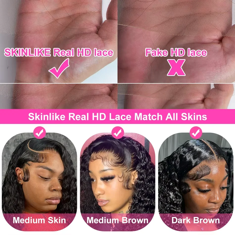 40" Deep Wave Remy Human Hair Wig 220% Density 13x6 HD Lace - Image 5