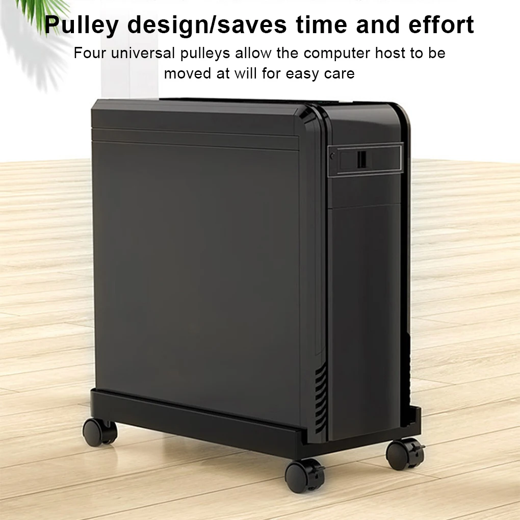 Computer Host Floor Stand Wheel Tray Movable Pulley Bracket PC Towers Locking Base Nonslip Storage Holder Household