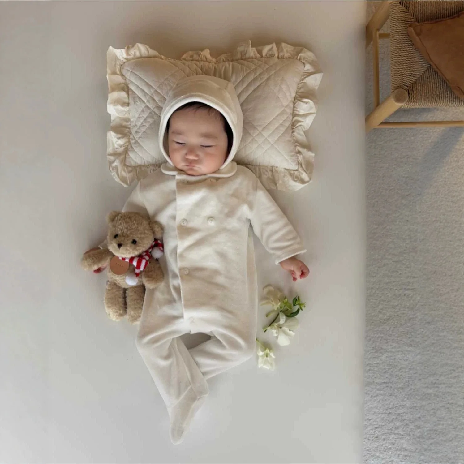 2026 Autumn New Baby Girl Long Sleeve Romper + Hat 2pcs Set Newborn Infant Boy Girl Cotton Jumpsuit Toddler Casual Clothes