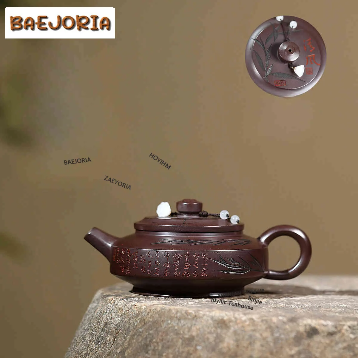 BAEJORIA 250ml Elegant Yixing Purple Clay Teapots Handmade Bamboo Shadow Pot Raw Ore Purple Mud Kettle Zisha Tea Set Gift Craft
