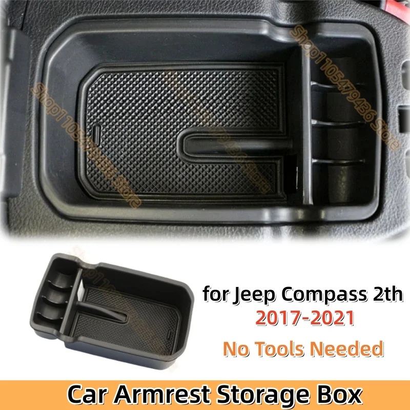 Mittelkonsolen-Armlehnenbox für Jeep Compass 2. Generation 2017 2018 2019 2020 2021 Halter Aufbewahrungsfach Organizer Zubehör