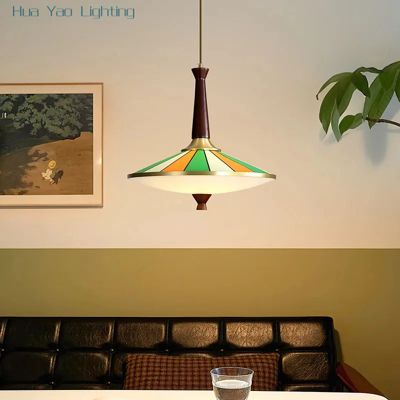 Chinese Restaurant Retro Wooden All Copper Pendant Lamp Living Room Bedroom Kitchen Island Hotel Art Chandelier Home Decor Light