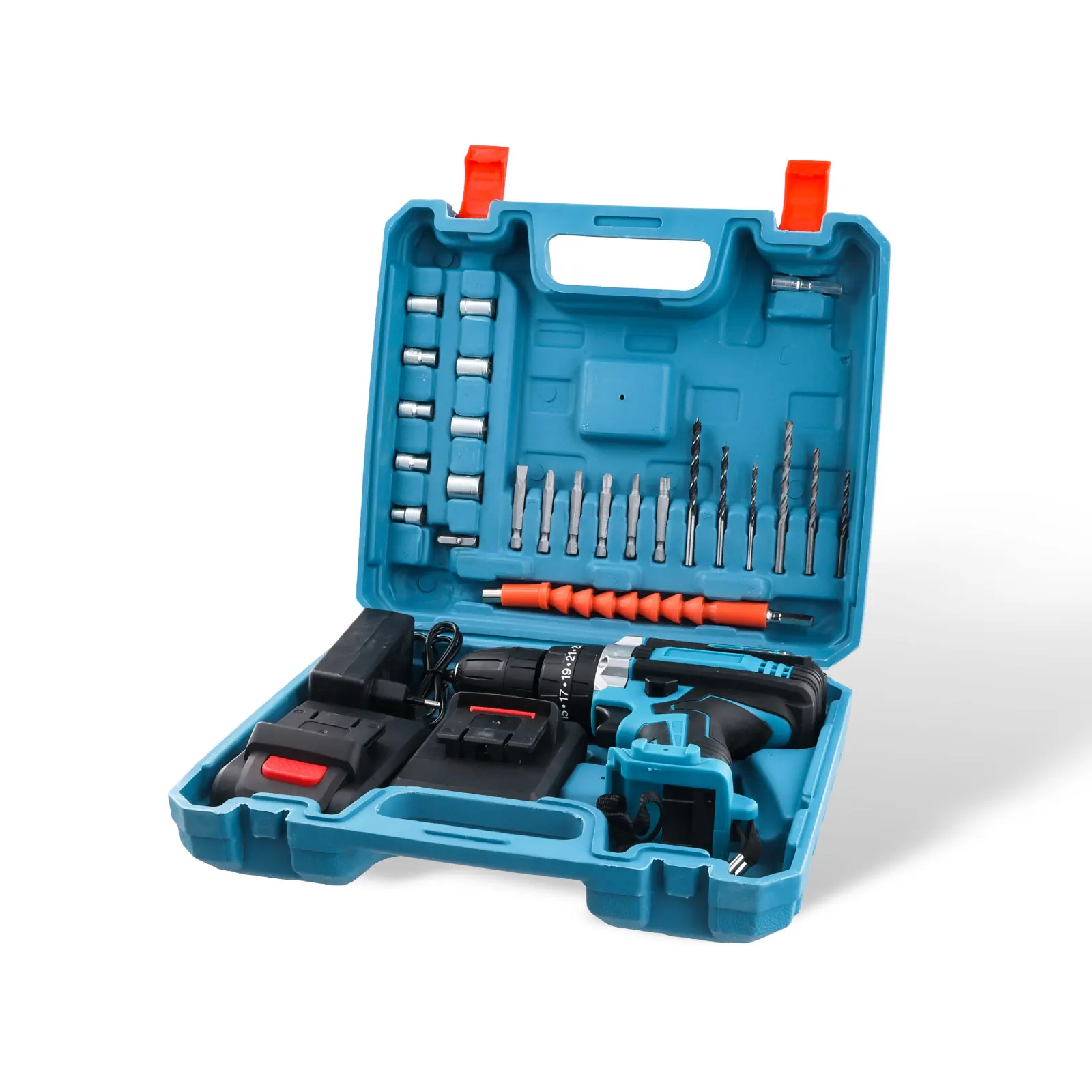 Podofo 21V Kabelloser Bohrschrauber Elektroschrauber-Set 25+3 Geschwindigkeitsstufen Schlagbohrer 3 Funktionen Bohrhammer Mit Akku – Detail 13