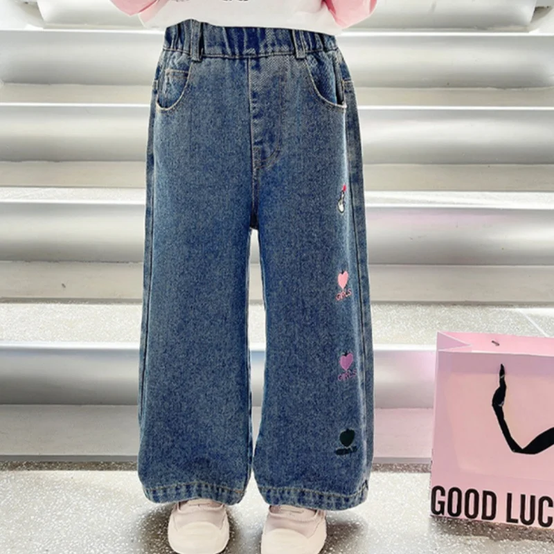 Girls Jean Pants Long Trousers Cotton 2024 Lovable Spring Autumn Baby's Kids Pants Teenagers Outwear Children's Clothing