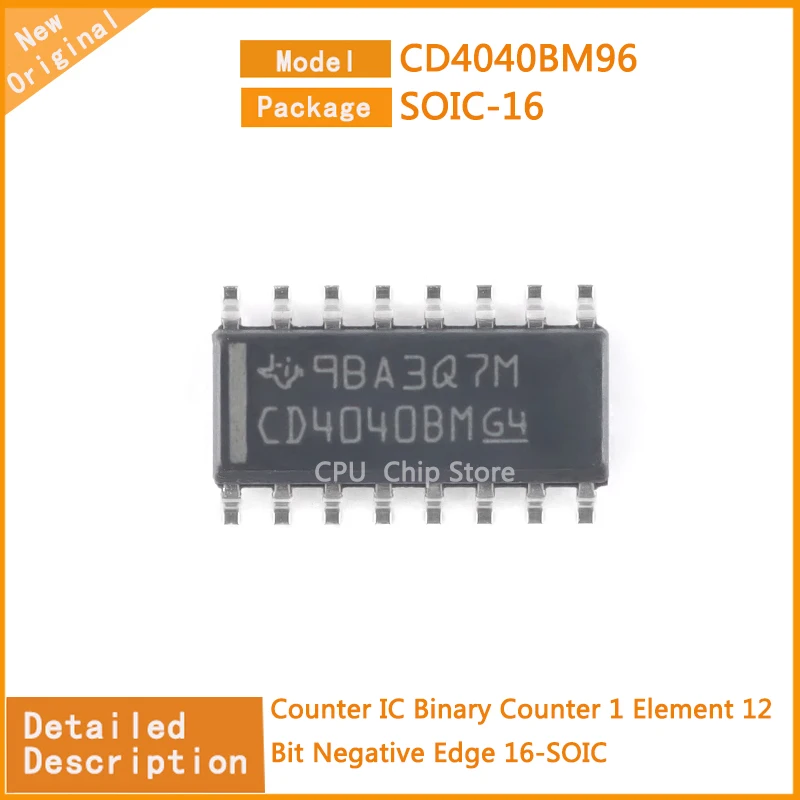 20Pcs/Lot  New Original   CD4040BM96  CD4040  Counter IC Binary Counter 1 Element 12 Bit Negative Edge 16-SOIC