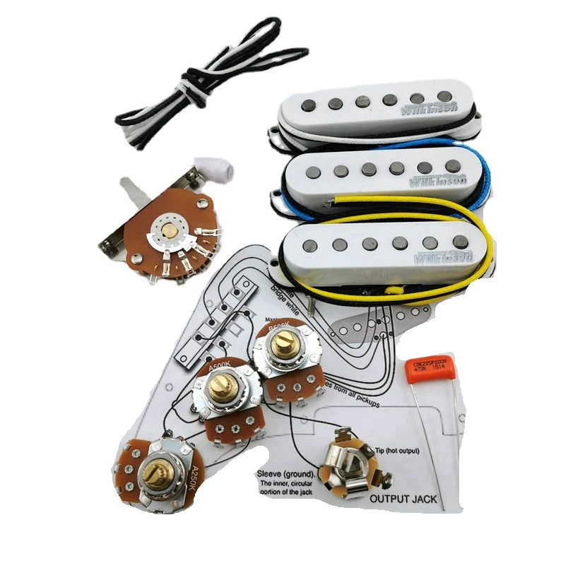 Wilkinson WVS 60's Alnico5 SSS Single Coil Guitar Pickups With ALPHA 250K Copper shaft Wiring Kit for-Stra /1 Set