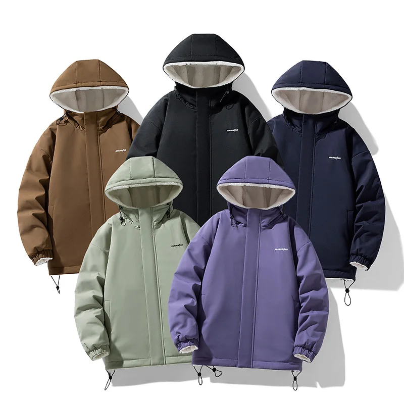 Winter Men Parkas Fleece Lined Jackets Men's Women Windbreaker Double-sided Wear Loose Oversized Thick Warm Cotton Padded Parkas