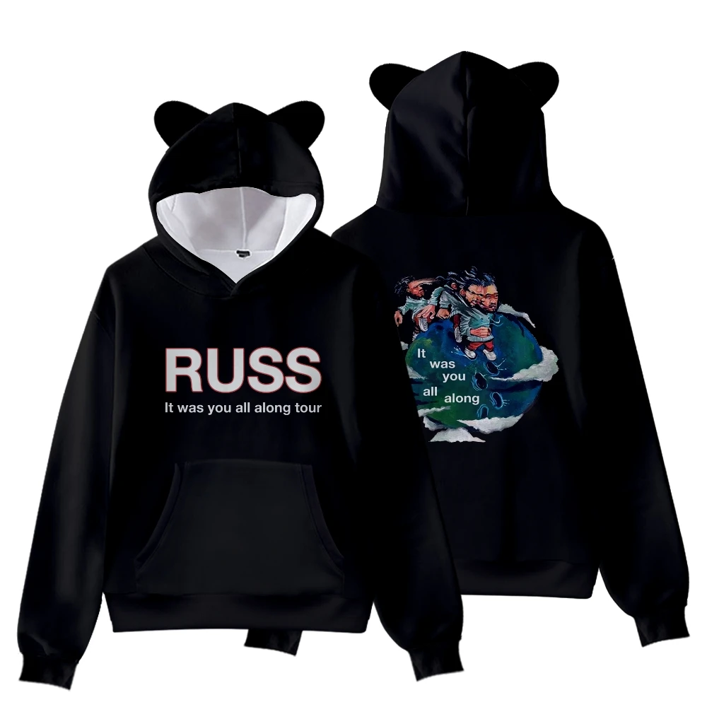 

Russ It Was You All Along Tour Cat Ear Hoodie Unisex Sweatshirt Casual Long Sleeve Pullover Clothes