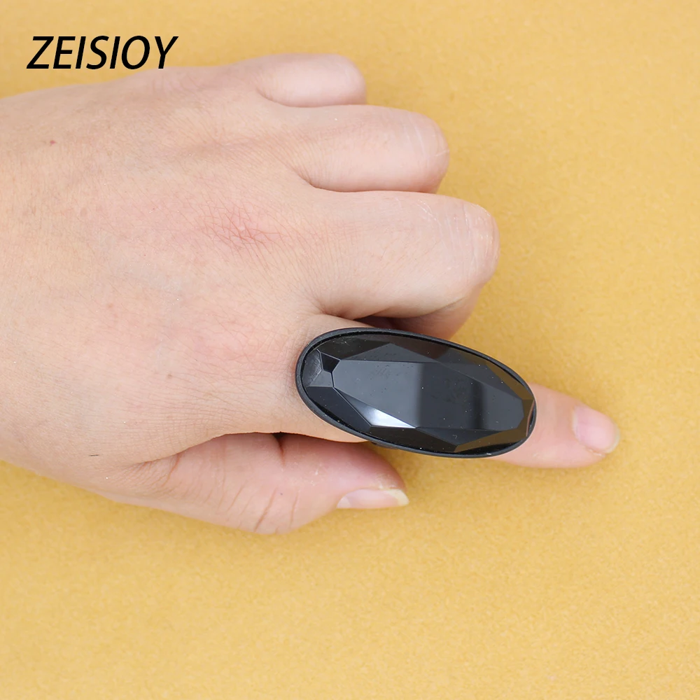 Z Bohemian Black Stone Joint Ring for Women and Men Charm Drop Oil Large Joint Ring Gothic Jewelry Accessories