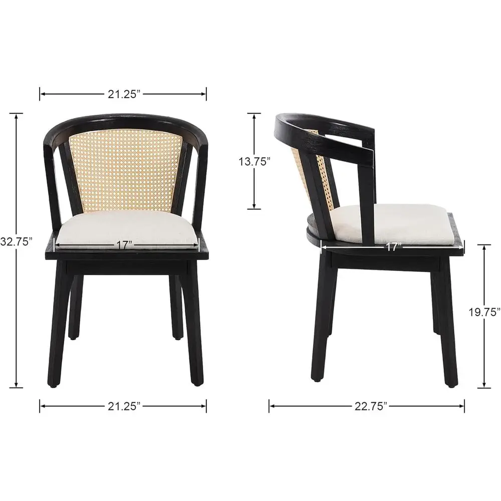 

Dining Chairs Set of 4, Farmhouse Upholstered Arm Chairs for Restaurant, Kitchen Chairs with Woven Barrel Back amp Adjustable F