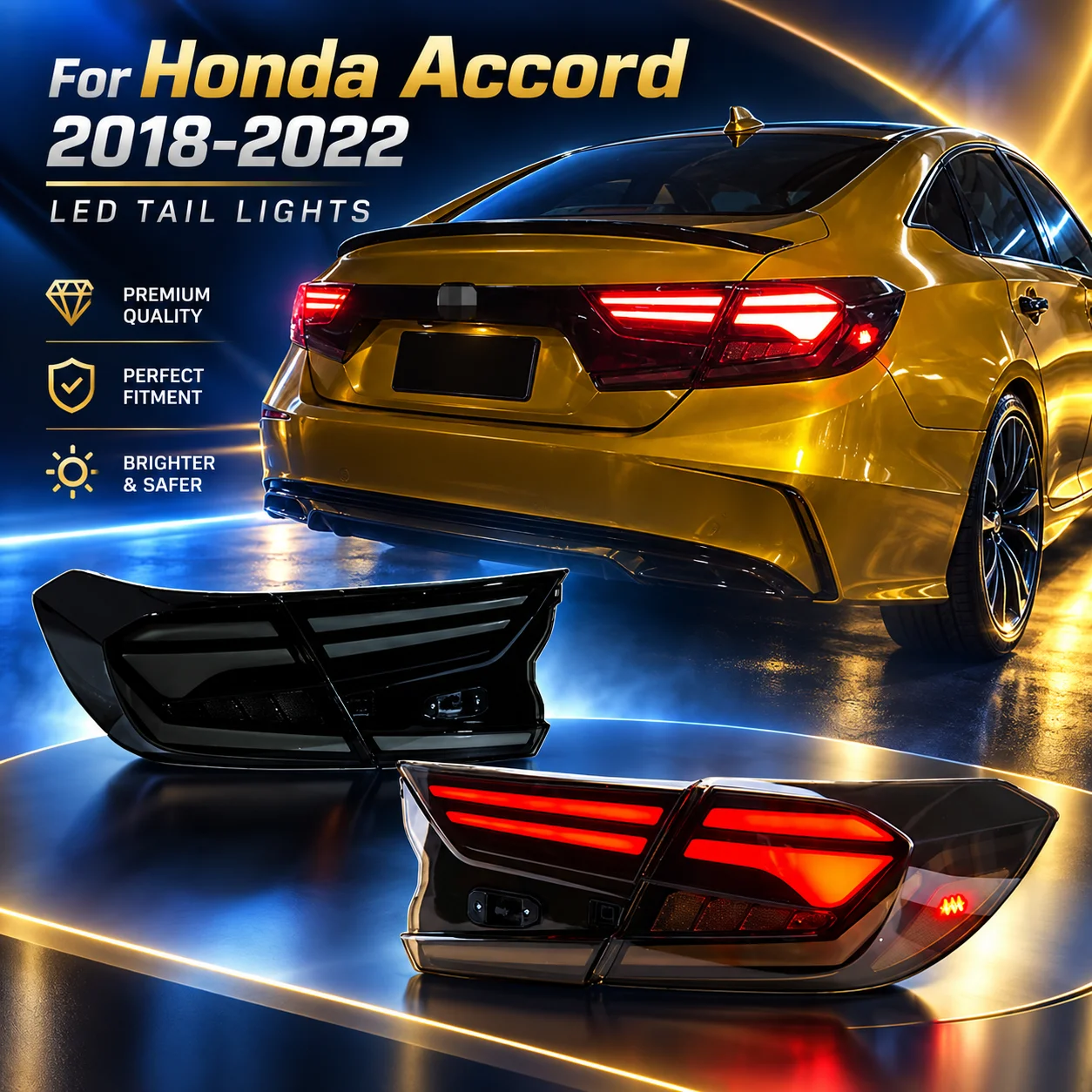 LED Rear Tail Lights Sequential Dynamic Turn Signal Brake Lamps For Honda Accord 10th Gen 2018‑2022 Car Replacement Taillights