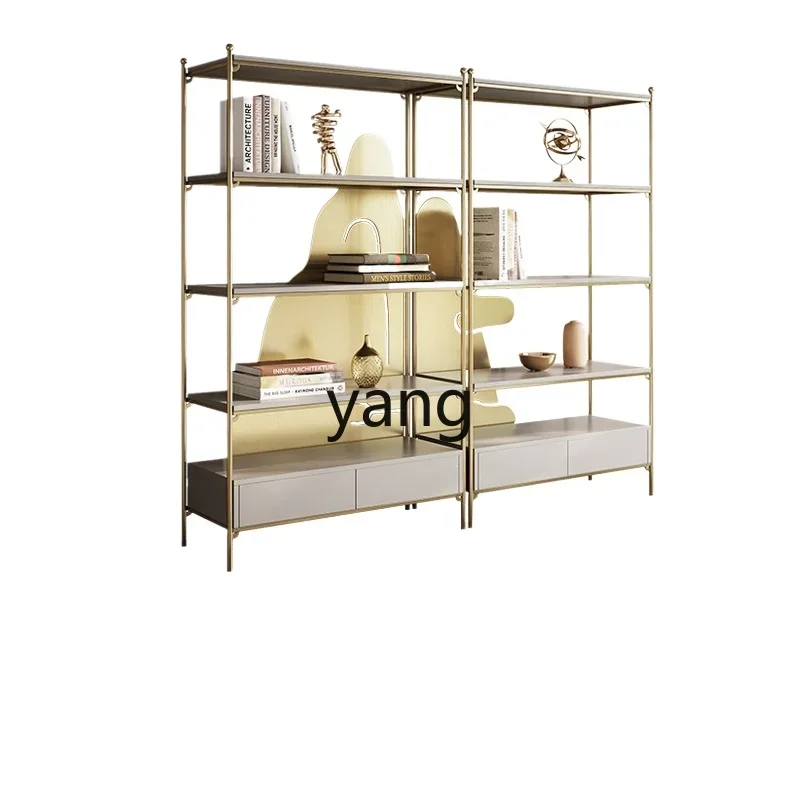 

YJQ stainless steel bookshelf metal office modern decorative cabinet gold wrought iron floor storage