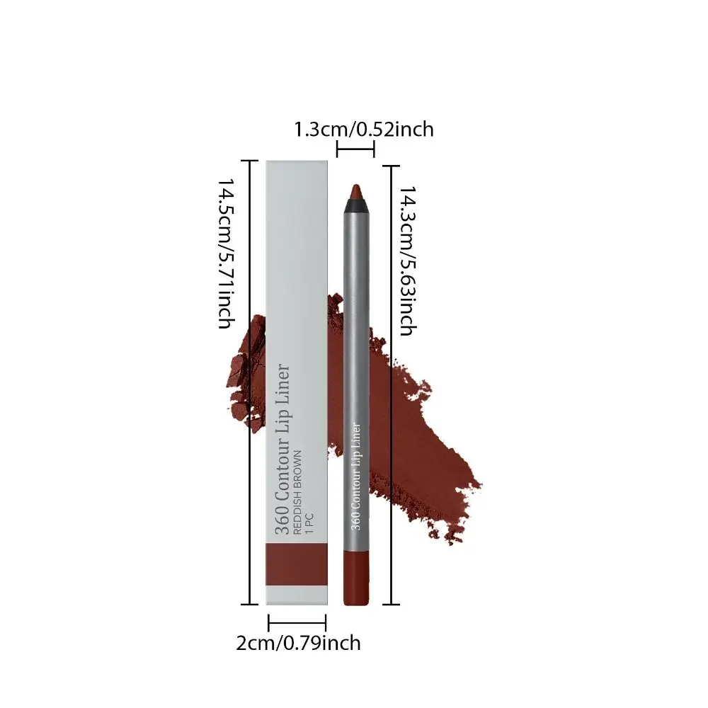 Delineador labial fosco de veludo marrom vermelho, lápis labial de longa duração com desenvolvimento de cor, à prova d'água, sem manchas, maquiagem labial