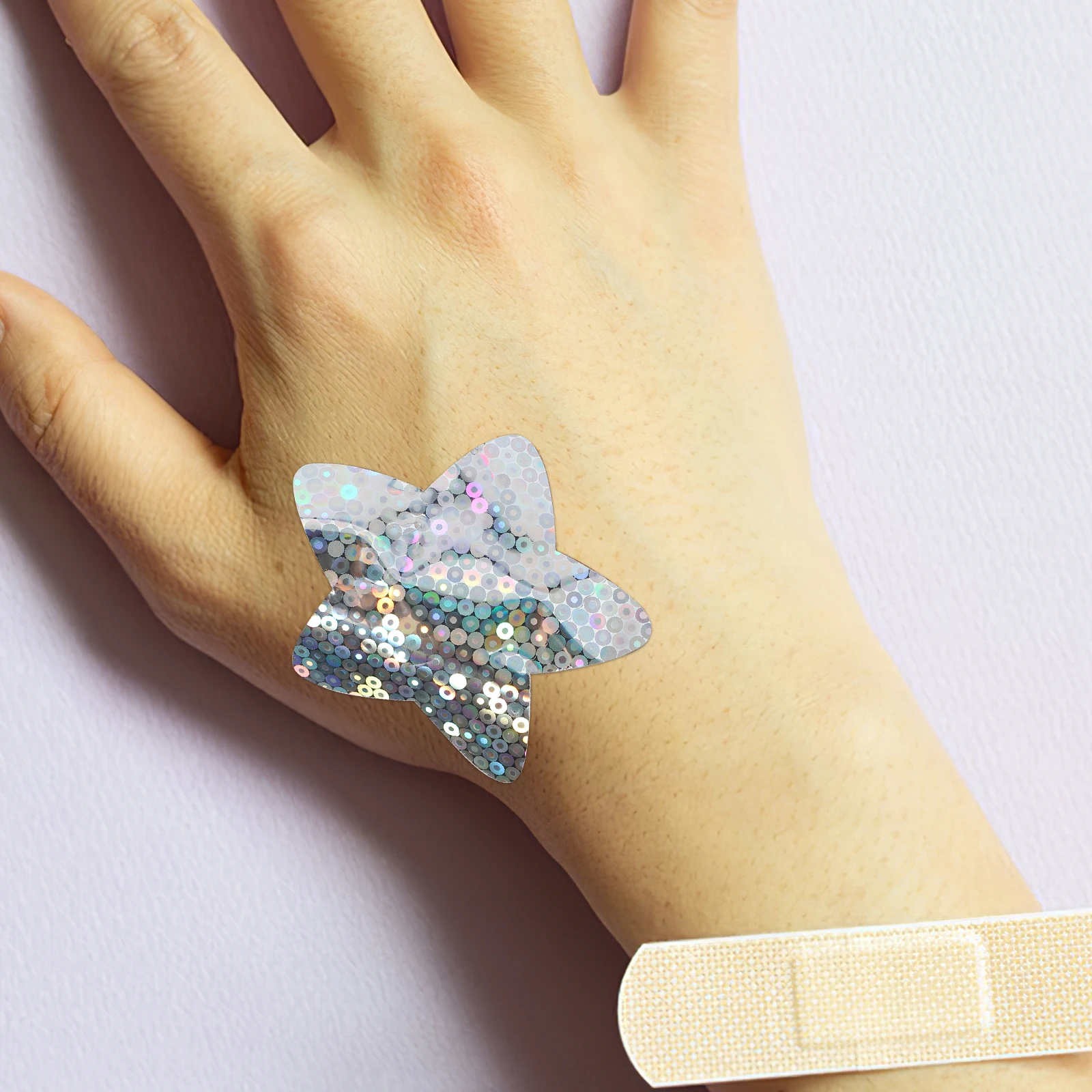 

50pcs Star Band Wound Wound Bandages Woven Bandage Care Patch Glitter First Aid Breathable Woven 46x46mm Stickers