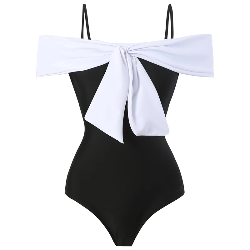 Black Swimsuit Women Halter Bow Tie Bodysuit Vintage Chiffon Cover-Ups Wrap Skirt Summer 2026 New Holiday Beach Bikinis