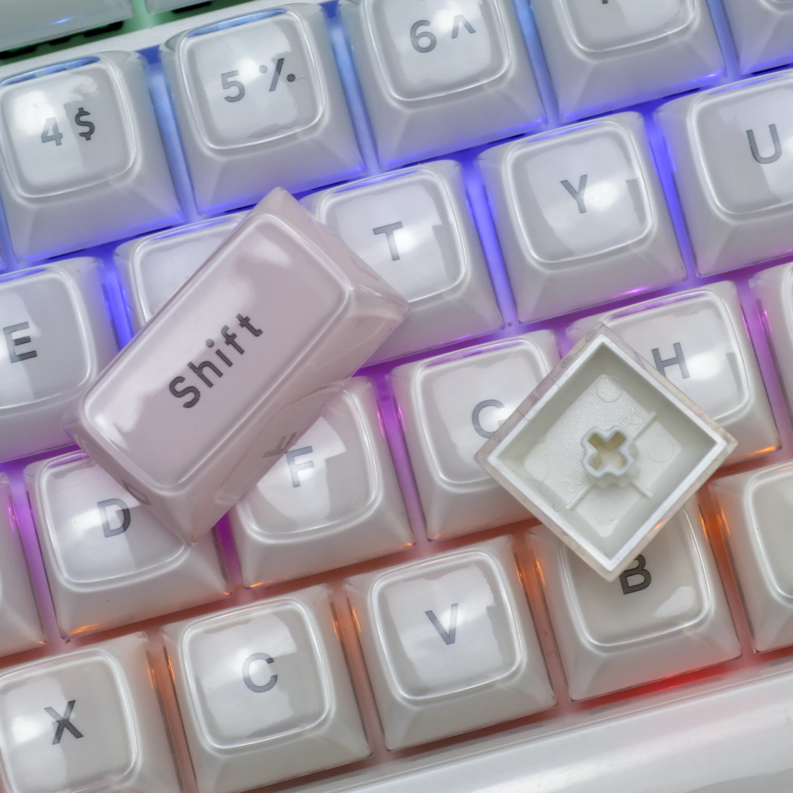 Multicolor Jelly Round 117 Key Caps OEM Profile For Cherry MX Mechanical Keyboard Cute Ice Crystal Translucent Backlit Keycaps