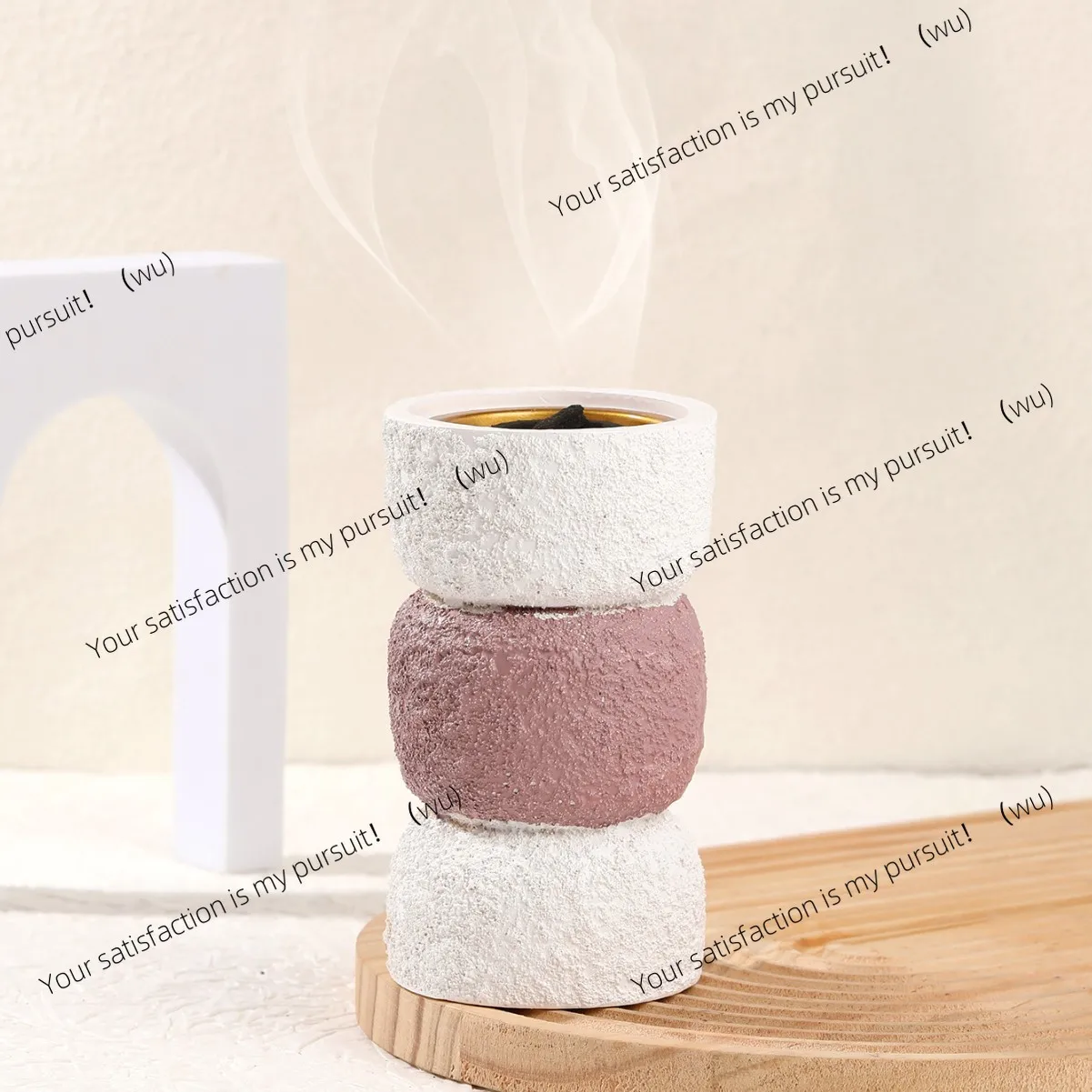 Simple natural texture three-color cement aromatherapy stove ornament, high-value home decoration incense burner