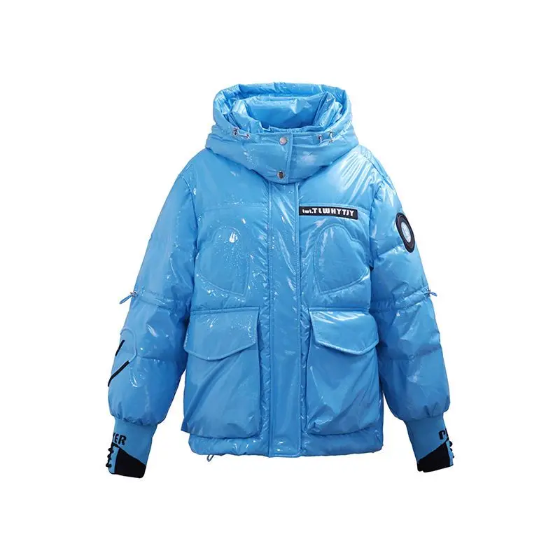Leave-in Removable Hat Down Cotton-padded Jacket for Women's Short Embroidered Small Loose Thickened Warm Cotton-padded Jacket