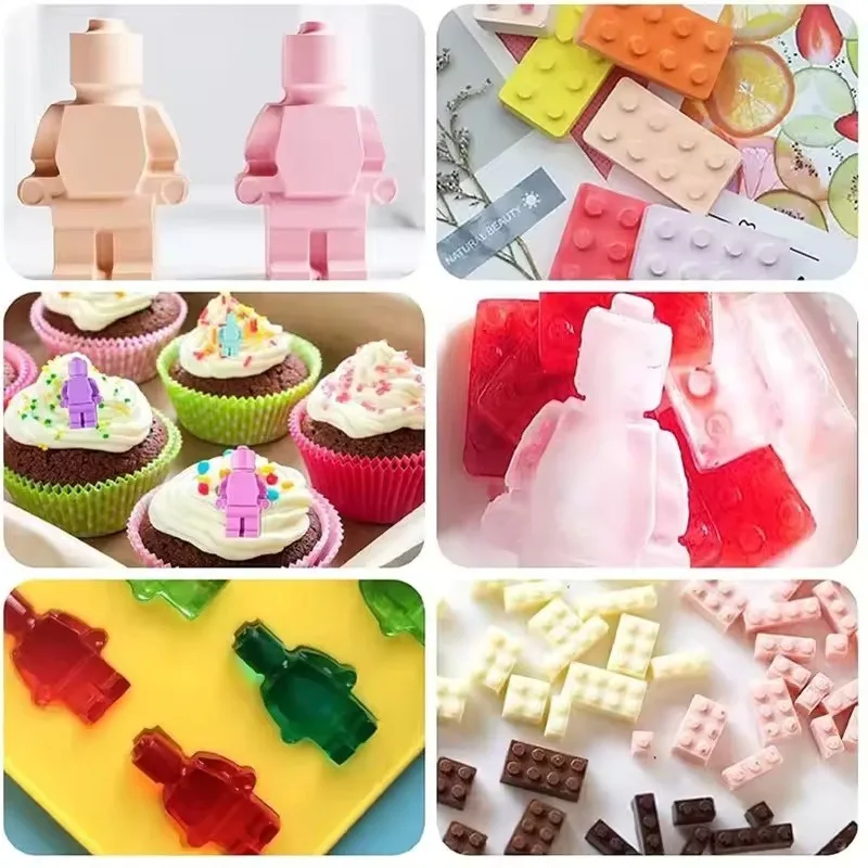 Robots Silicone Candle Mold DIY 3D Building Blocks Chocolate Cookies Fondant Ice Molds Christmas Gifts Craft Supplies Home Decor view 6