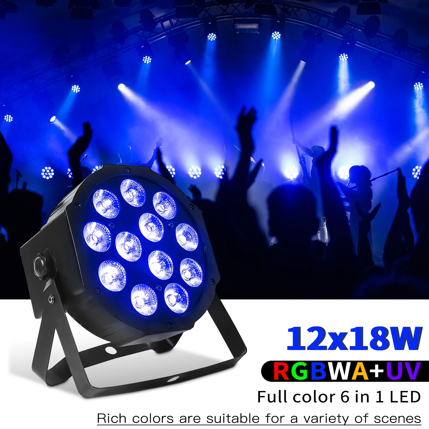 12x12W RGBW/12x18W RGBWA+UV 6 in 1 LED Par Light Remote Control DMX512 Effect DJ Disco Birthday Party Wedding Stage Lighting