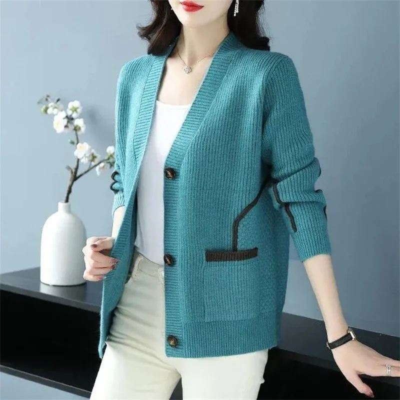

Women's Sweater 2025 Spring Autumn Loose Elegant Knitting Cardigan Ladies Sweater Large Size Versatile Comfortable Lady TopZT168