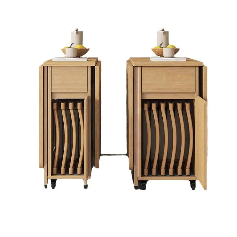 

Small apartment solid wood folding dining table household dining table and chair combination