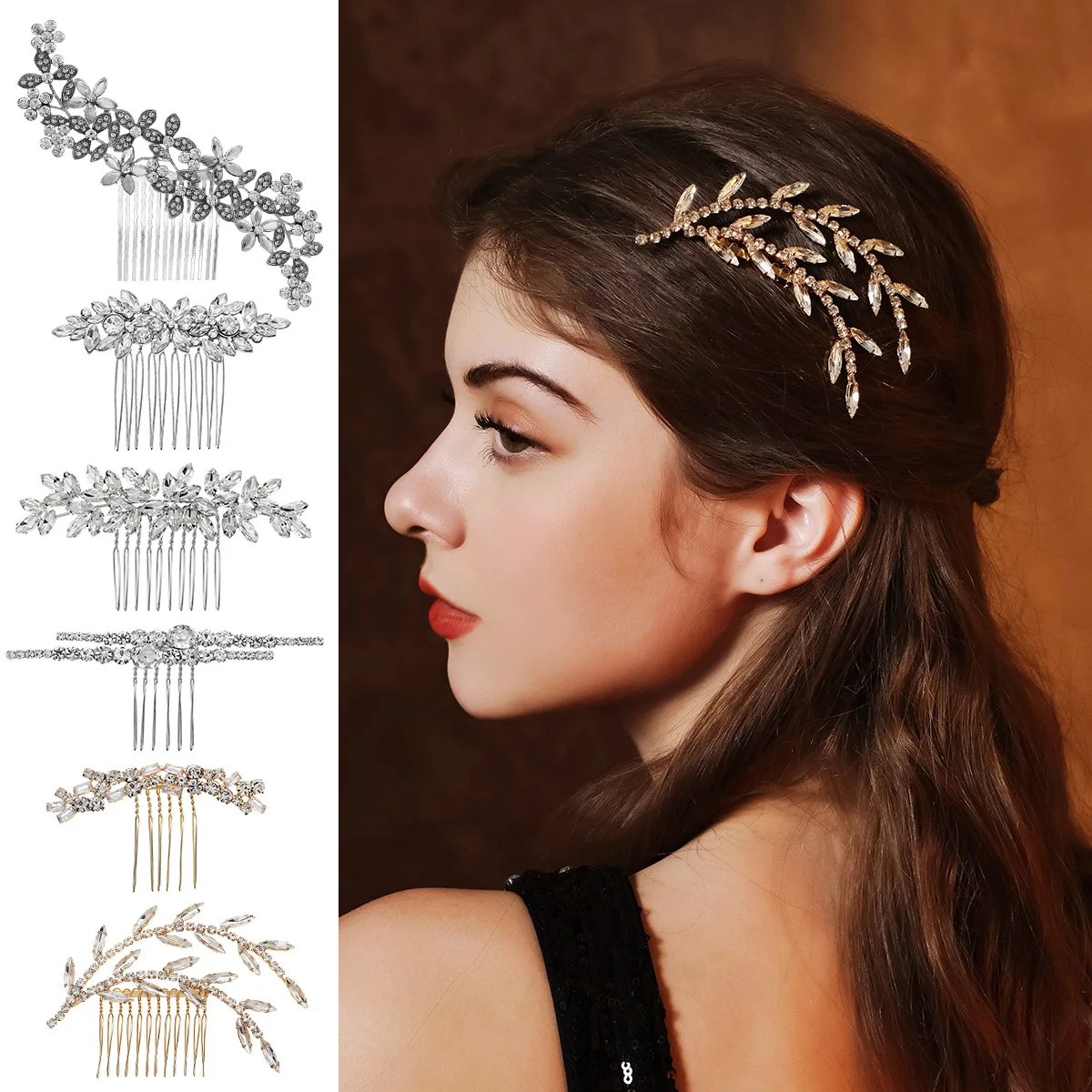 Hot Sales Shiny Rhinestones Party Hair Combs For Women Handmade Wedding Bridal Hair Accessories Retro Vintage Hairpin Lady Gift