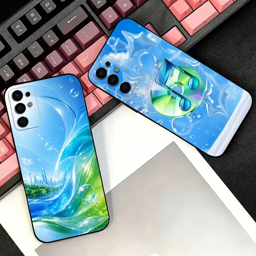 Fresh Frutiger Aero Aqua Nostalgia Phone Case For Samsung S26,25,24,21,22,21,20,10,9,8,7,6,5,Ultra,Plus,Fe,Lite Black Shell