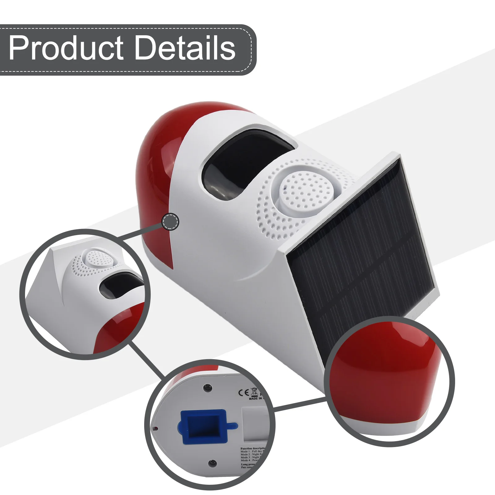 Solar Light Alarm Infrared Alarm Security Alarm Wireless 6-8 Hours Polysilicon For Residential Houses High Quality