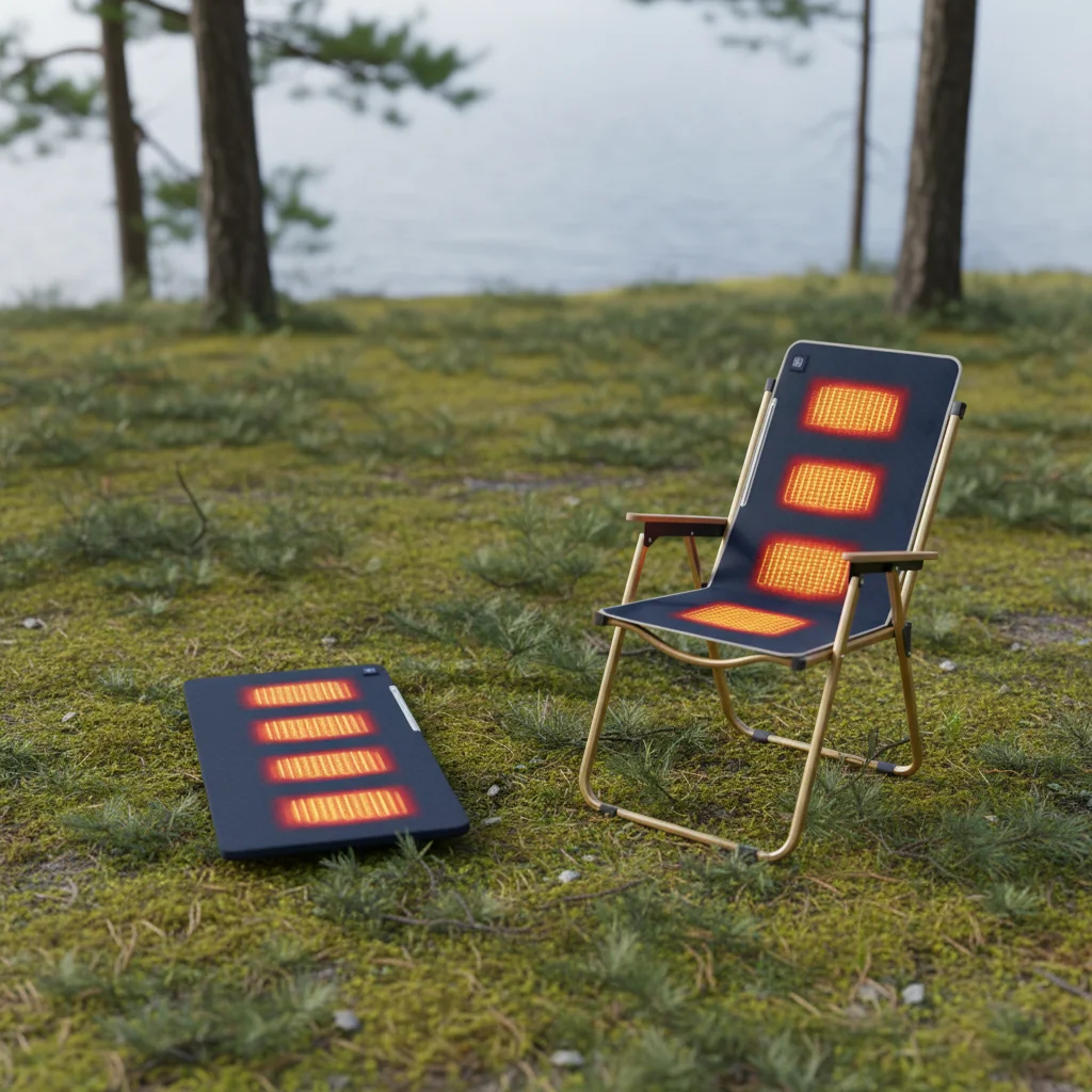 1PCS Smart 5V Heated Seat Pad Four-Zone Heated Areas Camping Chair Heated Mat 3-Speed Adjustment Outdoor Travel Accessories