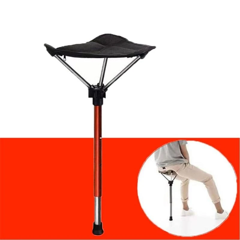 Adjustable Telescopic Folding Stool Portable Single Leg High Chair Tall Slacker Chair for Outdoor Camping Walking Hiking