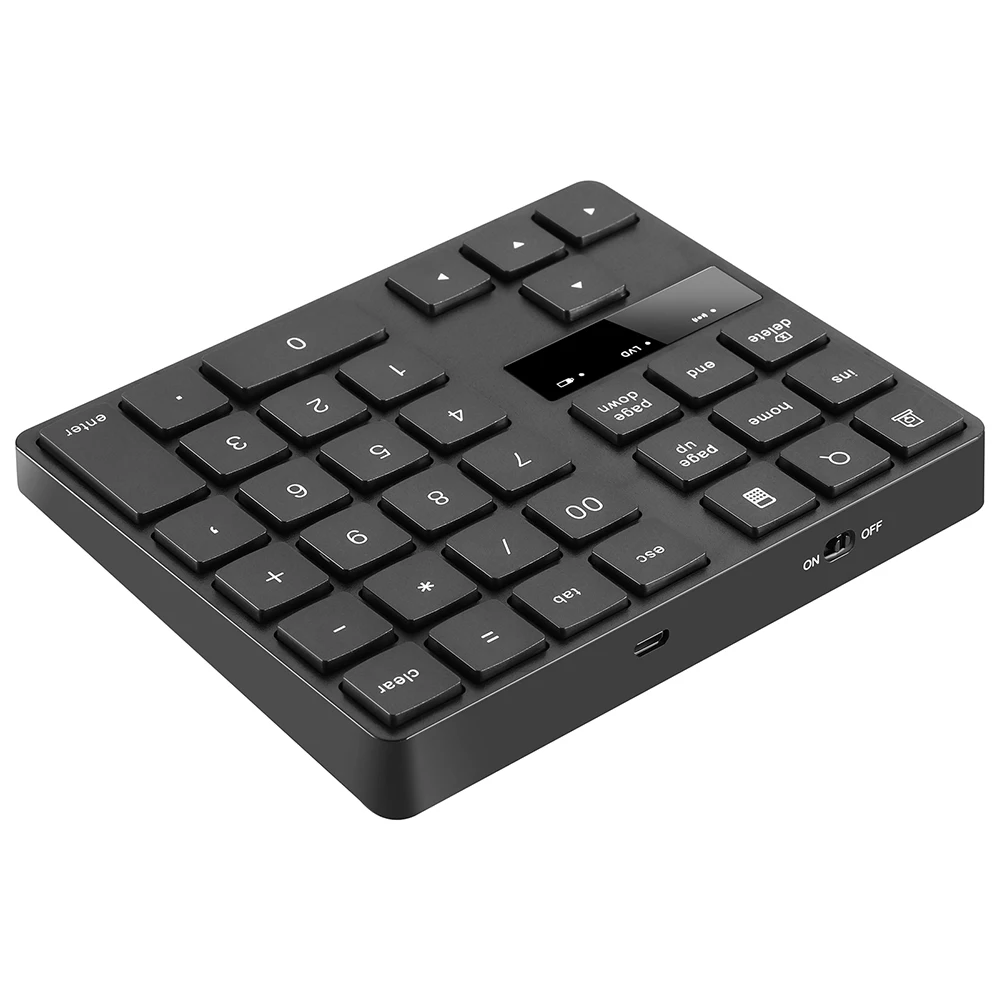 2.4G Wireless Numeric Keyboard Portable 35 Keys Financial Accounting Office Keyboard Built-in Rechargeable Battery Black Keyboad