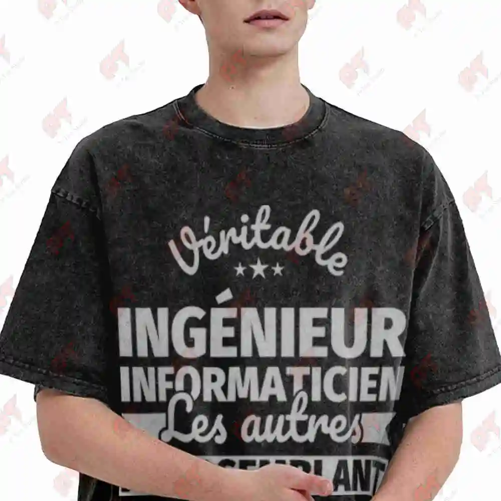 Real Computer Engineer Others Pretending Vintage Washed Tee Pure Cotton T-Shirt
