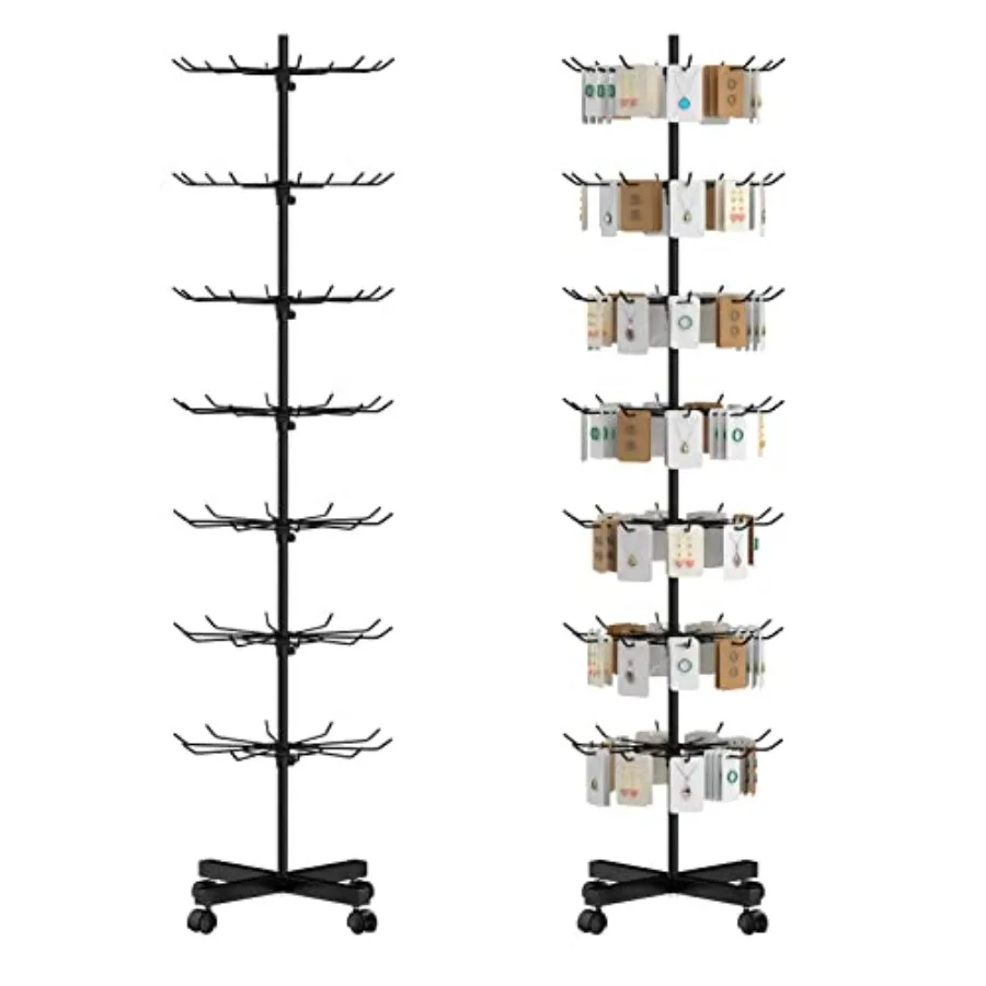 Retail Display Stand 7 Tier Rotating Rack For Store Display ShelvesJewelry Keyring Socking Hats Movable Shop Spinner for Toys S