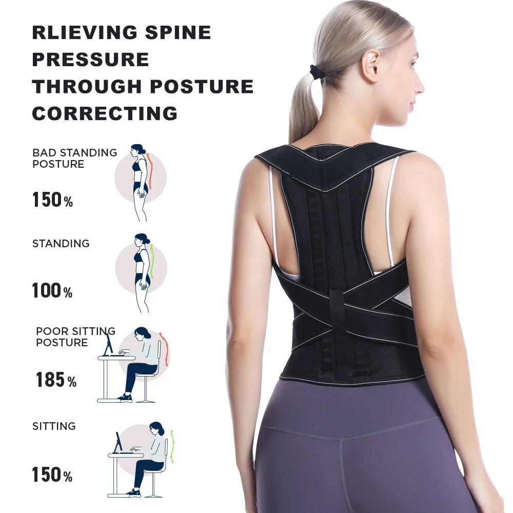 

1PCS Back Brace Posture Corrector for Women Men - Adjustable Full Back Support - Lumbar Backs Posture Corrector for Pain Relief