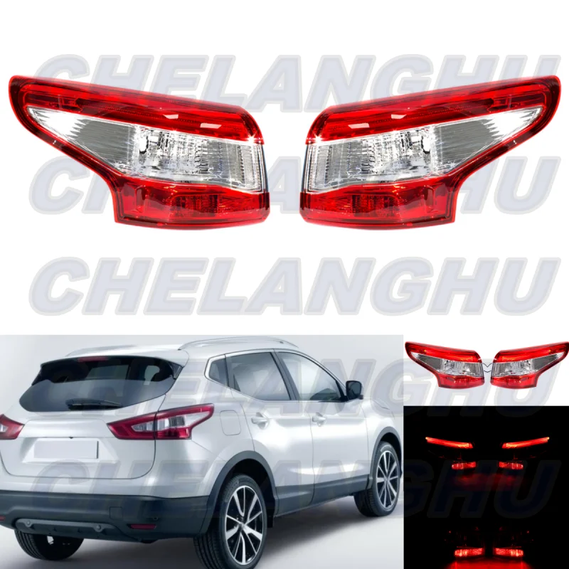 

For Nissan Qashqai 2014 2015 2016 Pair Outer Side LED Tail Light Rear Lamp With Bulbs 26555-4EA0A 26550-4EA0A