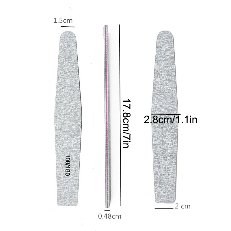 洗える両面ネイルファイル,研磨ツール,プロのサンドペーパー,紫色のコア,灰色の砂,美容院,5個