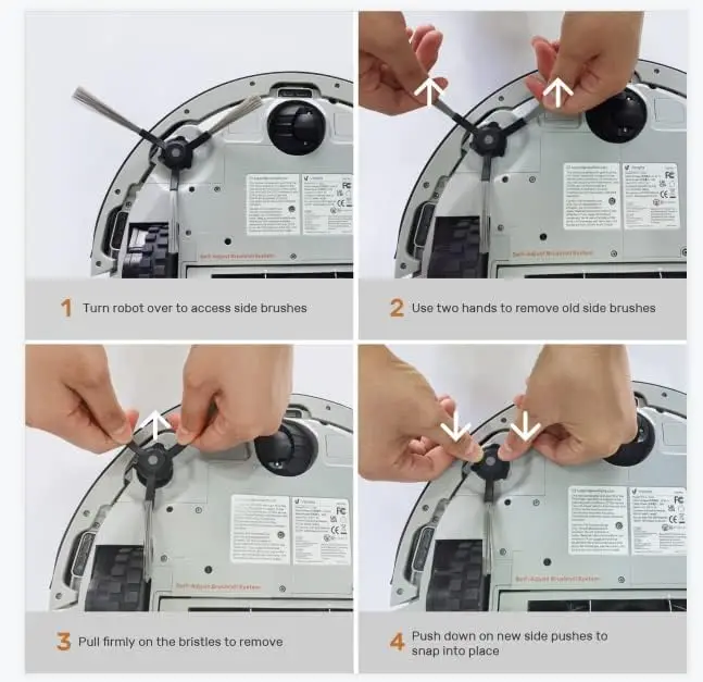 Spare Parts Side Brushes Compatible with Verefa/Sysperl V60M, V60M Lite, V60 Pro and V60M Pro