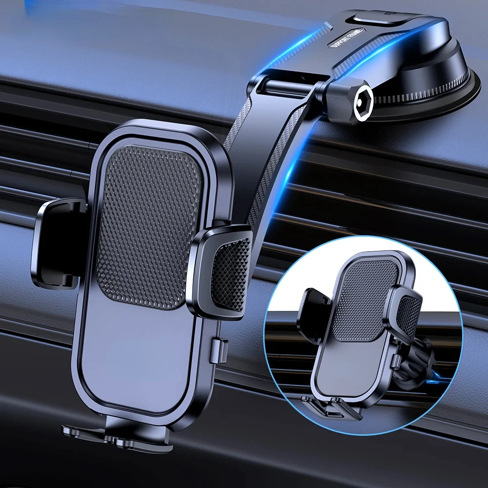 

Car Phone Holder Mount 2 IN 1 Upgraded Adjustable Cell Phone Holder For Car Dashboard & Air Vent Compatible With All Phones