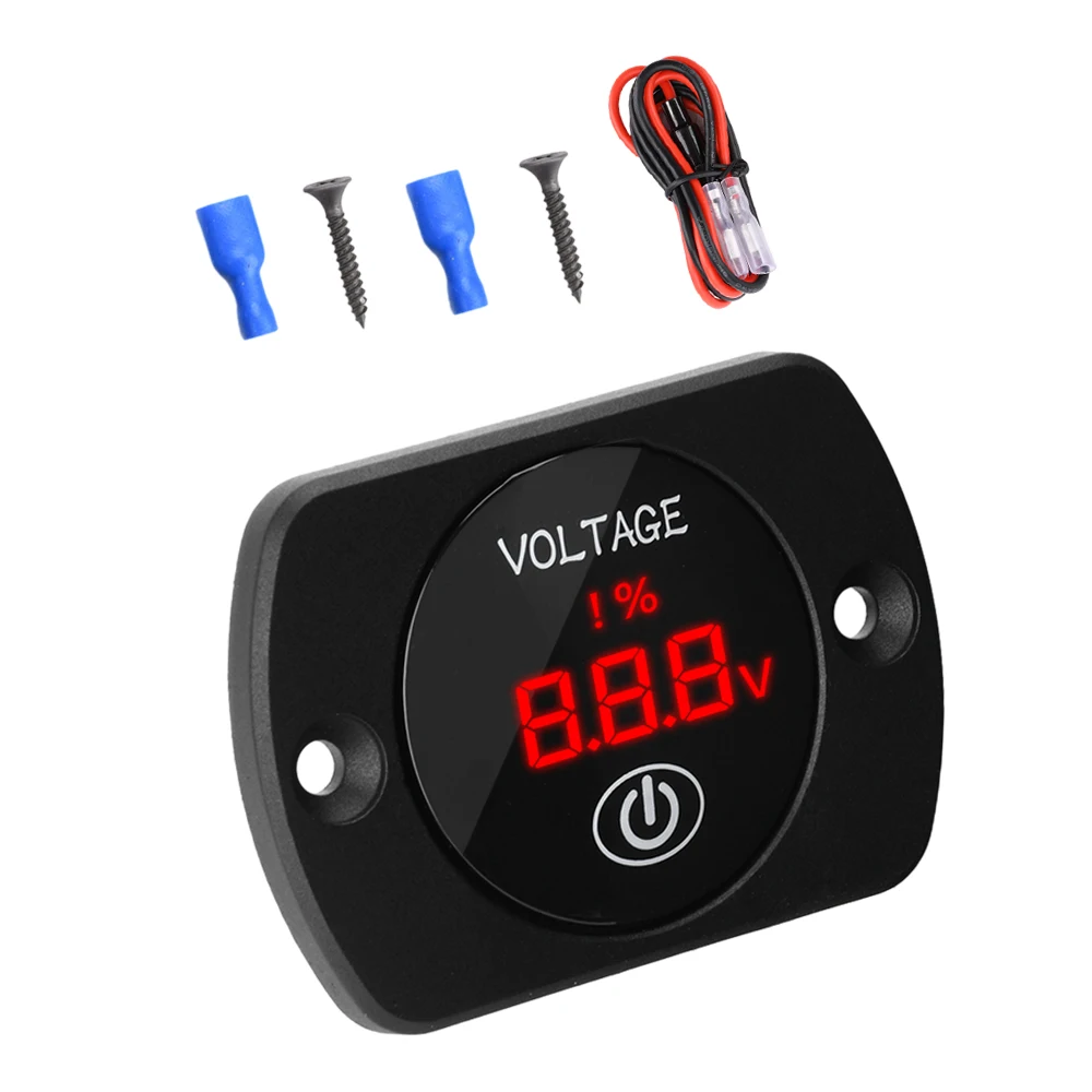 Voltage Meter Tester DC 5V-48V Mini LED Digital Voltmeter Battery Tester with Touch Display Panel For Car Auto Motorcycle Boat