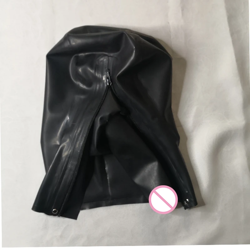 

Sexy Handmade Latex Hoods Rubber Mask with Sheath Small Holes on Eyes and Mouth for Men Women