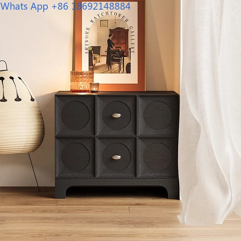 

Vintage Solid Wood Bedside Table Simple Modern Storage Chest Home Bedroom Light Luxury Organizer Side Cabinet