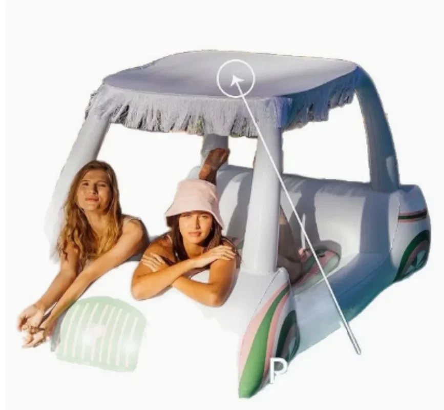 Summer Inflatable PVC Sunshade Car Float Double Water Lounger, Beach Float for Pool Lake and Beach Application Use