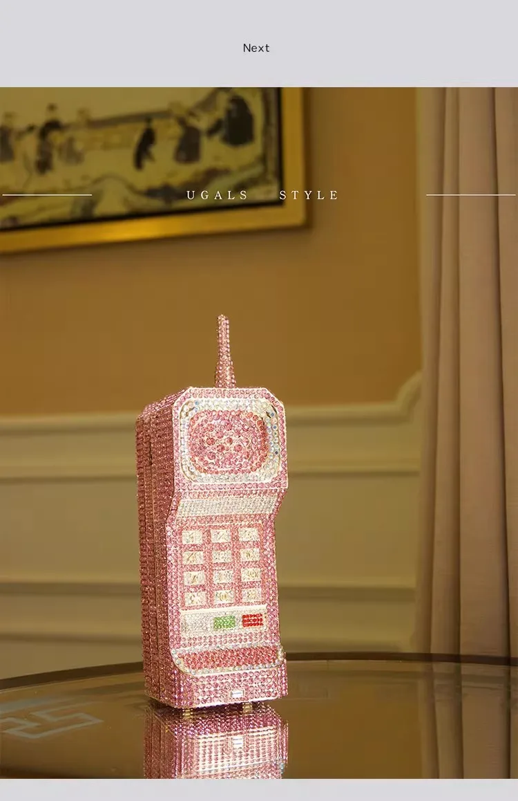 

Mobile Phone Shaped Diamond Banquet Bag Glitter Rhinestones Evening Bag Metallic Luxury Women Handbag Wedding Party Clutch Purse