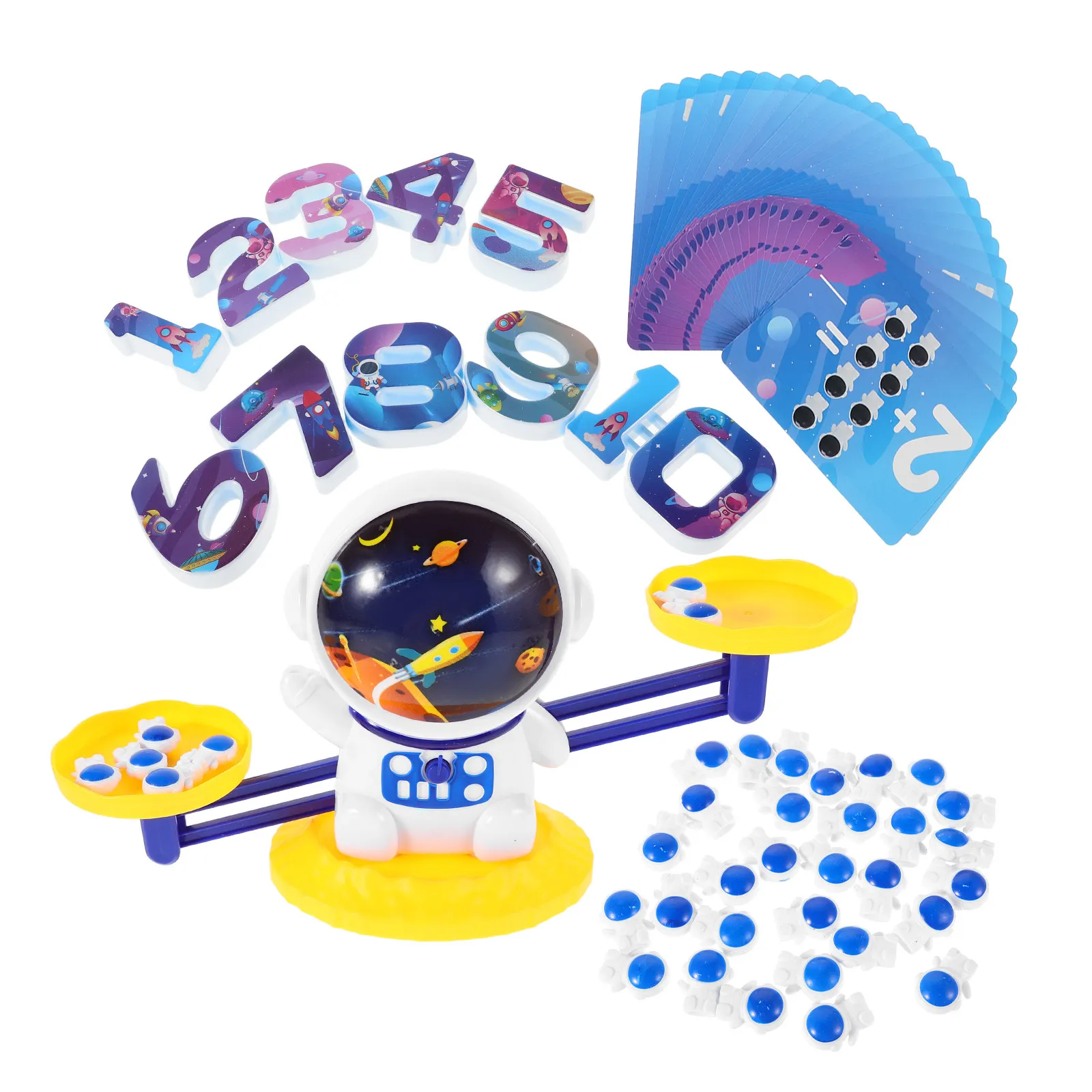 

1Set Astronaut Themed Balance Scale - Engaging Math Learning Game for Children - Develop Shapes and Numbers Skill Through Play