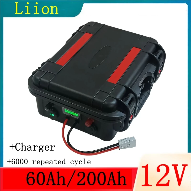 

waterproof rechargeable 12V 60Ah 80Ah 120Ah 150ah 180ah 200ah Lithium ion battery for trolling motor boat propeller+10A Char