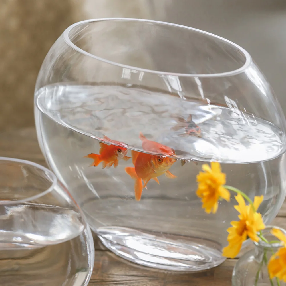 

Delicate Glass Aquarium Tank Crystal-Like Transparent Fish Tank for Betta Or Goldfish Tabletop Home Decor Sturdy Pet Fish Bowl