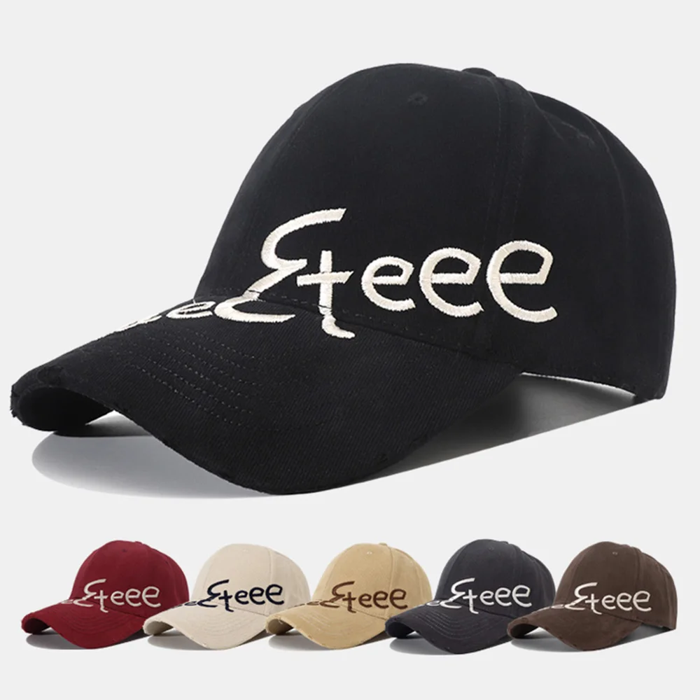 Retro Letter Embroidery Big Head Baseball Caps Fashion Hip Hop  Extra Large Size Cotton Snapback Hats Women Men Sun Hats